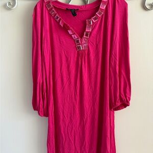 Context Fuchsia Blouse with Square Accents
